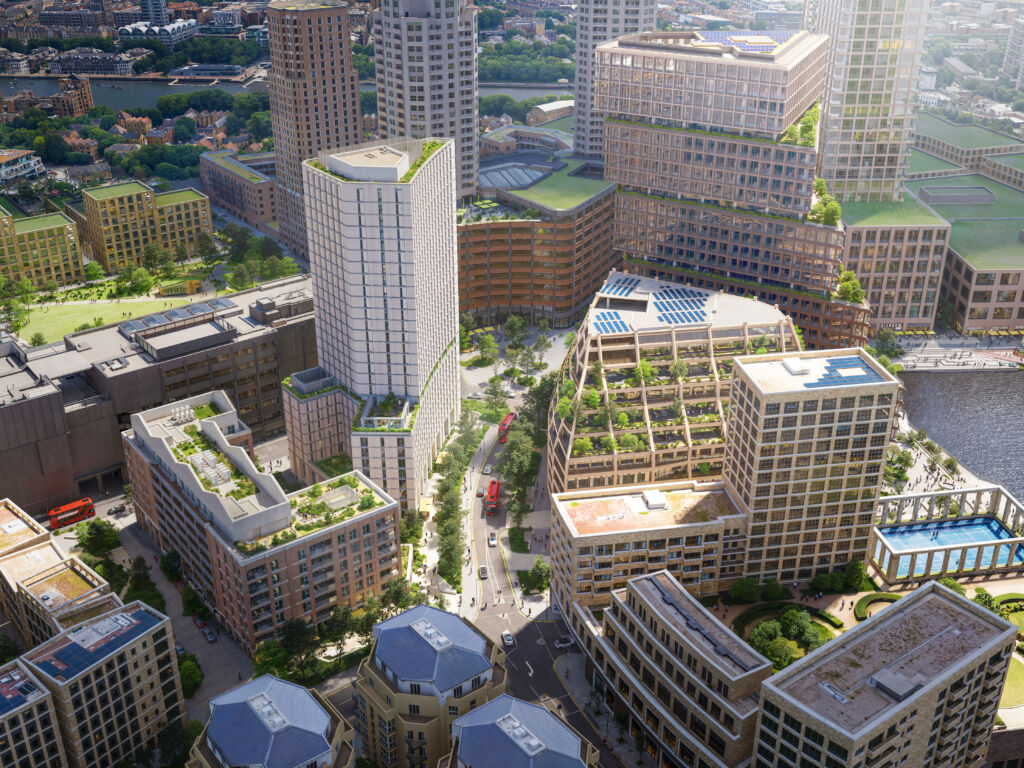 Aerial view of Dockside Canada Water