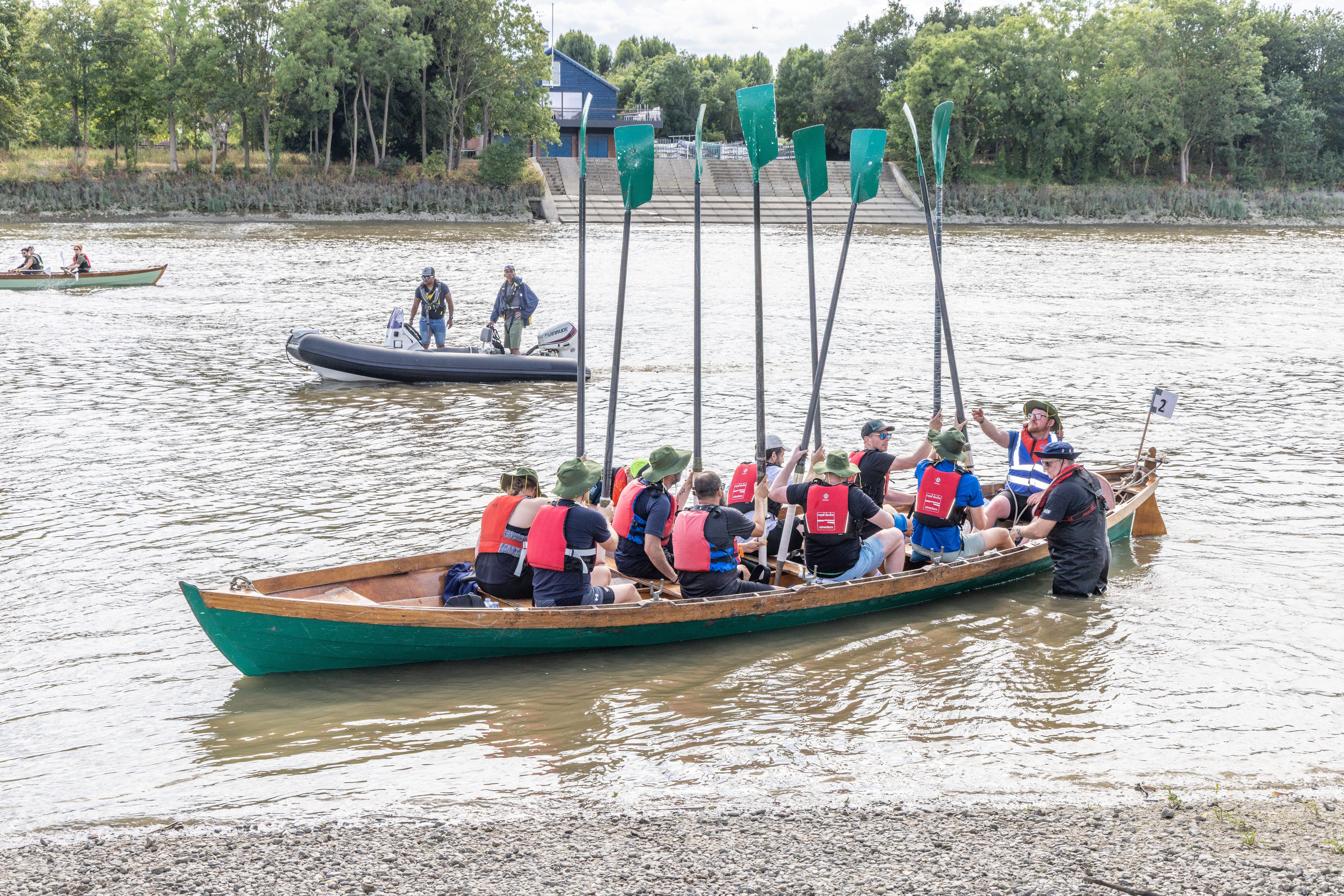 Finish of the Oarsome Challenge 2025 at Mortlake Anglian & Alpha Boat Club,