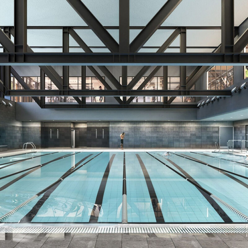 CGI of swimming pool at new Canada Dock Leisure Centre