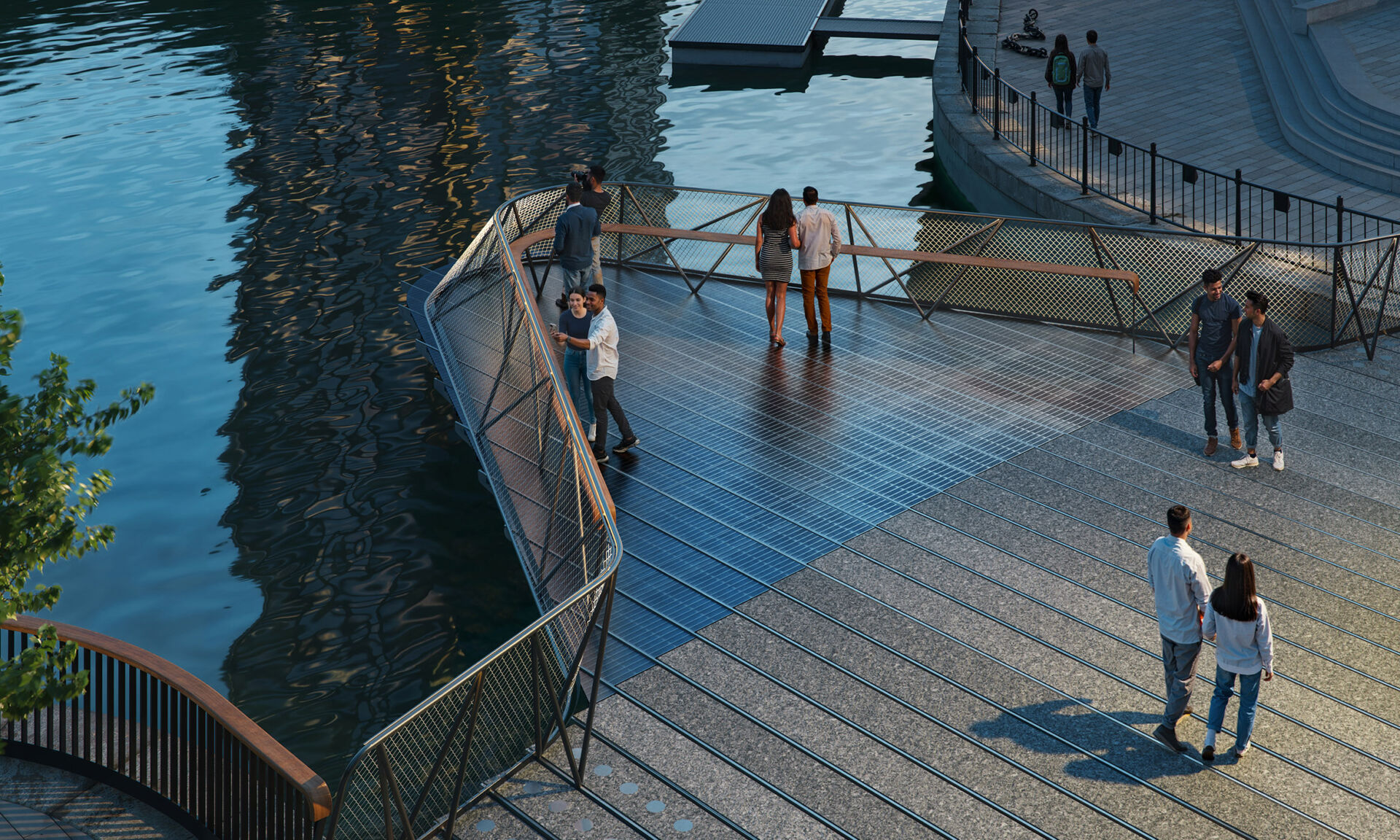 People standing on transparent deck