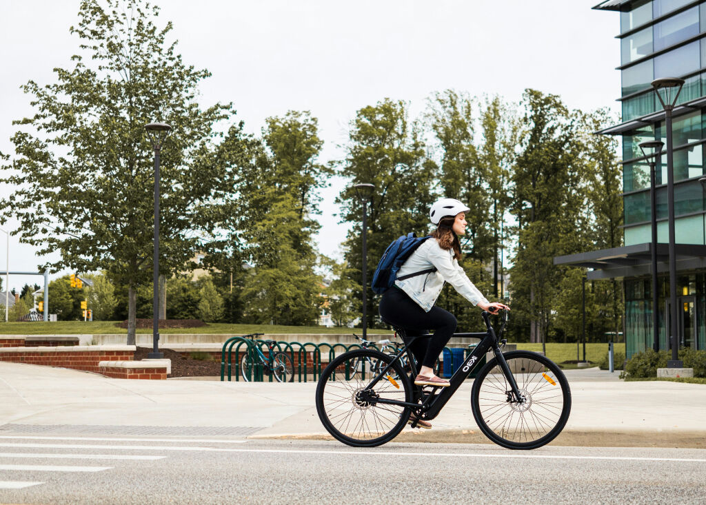 Cycling to work at Dockside Canada Water