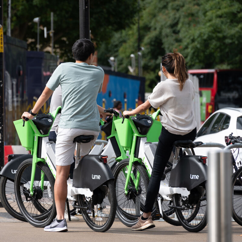 Lime bikes at Canada Water